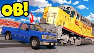 Stunt Challenge Ends in Train Car Crashes in BeamNG Drive Mods