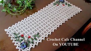 كروشيه مفرش مستطيل سهل للمبتدئين  قناة كروشيه كافيه Crochet Cafe Channel