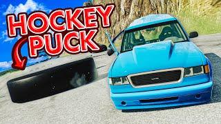 GIANT Hockey Pucks CHASES Cars  BeamNG Multiplayer w @CamodoGaming & @Neilogical