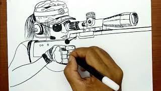 how to draw pubg guns sniper using word PUBG