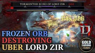 Frozen Orb Sorcerer Destroying Tormented Uber Lord Zir in Season 4 of Diablo IV