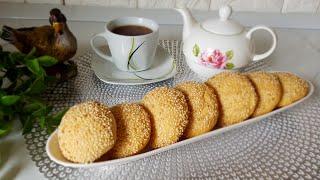 طرز تهیه شیرینی کنجدی نرم و پفکی مناسب عید  HOW TO MAKE SESAME BISCUITS  Sesame Biscuits