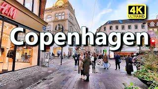 Copenhagen Denmark  4K Walking Tour of Main Shopping Street Strøget