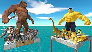 Mutant Primates Army Falling and Fight Honey Hulk + Honey Units Team -Animal Revolt Battle Simulator