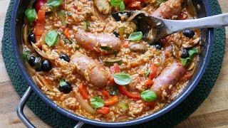 Italian One Pot Rice Pan  with Salsiccia & Veggies Recipe  ENG SUBS