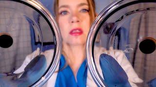 ASMR Hospital Audiologist Ear Exam  Cupping Ear Ultrasound Laser Therapy