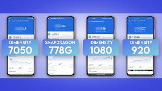 Dimensity 7050 Vs Snapdragon 778G Vs Dimensity 1080 Vs Dimensity 920  Antutu Score & Specification