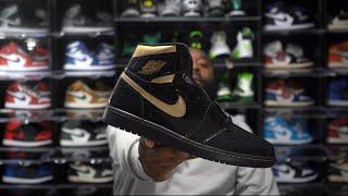 UNBOXING AIR JORDAN 1 BLACK METALLIC GOLD PATENT LEATHER BETTER THAN JORDAN 1 DARK MOCHA?