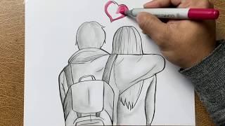 COMO DIBUJAR A UNA PAREJA NOVIOS TUMBLR dibujos de amor