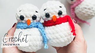 QUICK CROCHET SNOWMAN TUTORIAL - *NO SEWING REQUIRED* - Right-Handed version