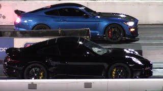 2020 Shelby GT500 vs Porsche 911 Turbo S 14 Mile Drag Races Palm Beach Dyno GT500