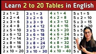 Table of 2 to 20  2 से 20 तक पहाड़े  Multiplication Tables 2 to 20  2 to 20 Tables
