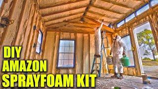 Shed To Tiny House - DIY Amazon Sprayfoam Kit - What A Mess