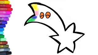 shooting star coloring pages for kids  Sternschnuppe zeichnen - Malvorlage für Kinder - GlitterArt