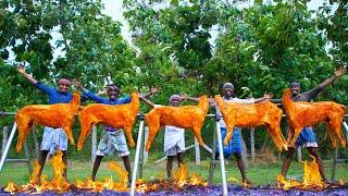 5 FULL GOAT GRILL  Grilled Mutton Recipe Cooking in Village  Whole Lamb Roast with Mutton Meat