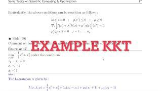 An example of KKT conditions