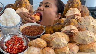 ASMR SANTOL + RICE WITH SPICY CHILLI BAGOONG ALAMANG SAUCE MUKBANG