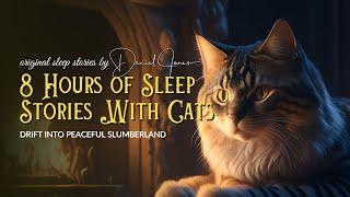 ALL NIGHT SLEEP STORIES with CATS  Storytelling & Rain  8 Hours of Stories - No Ads Black Screen