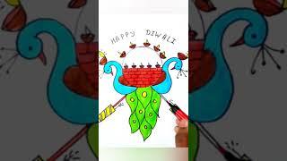 Latest Green Diwali Drawing for beginners  Happy diwali festival Drawing 