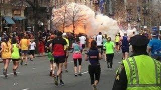 Boston Marathon Explosions Video Two Bombs Near Finish Line