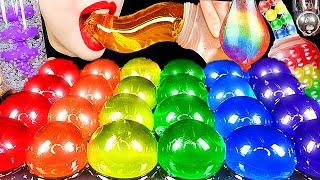 ASMR RAINBOW DRINKS WATER BALLS DRINKINNG SOUNDS HONEY JELLY BIRD GLASS FROG EGGS EATING SOUNDS