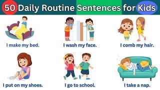 50 Daily Routine vocabulary with sentence DAILY ROUTINE Phrases in English #kidslearning #forkids