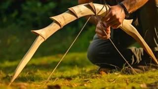 Man Makes the BEST Survival Bow Using Only Two Wood Branches  ASMR by @clayhayeshunter