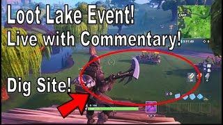 FORTNITE - LAST MINUTES OF LOOT LAKE DIG SITE EVENT RUIN SKIN AND METAL BUNKER