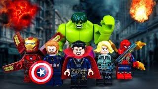 Lego Cartoon. Hulk Iron Man Spider-Man Captain America and Superman vs. Thanos.