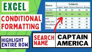 Search Students Result in Excel using conditional formatting