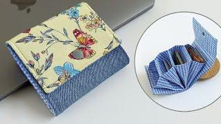 DIY Easy Small Floral and Denim Accordion Wallet  Old Jeans Idea  Wallet Tutorial  Upcycle Craft