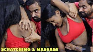 Indian Girl Hair Scratching & Head Massage  Neck Cracking  Spine Cracking  Back Massage  ASMR