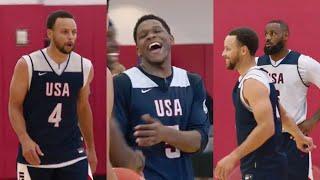 Team USA players micd up during practice at training camp - LeBron Ant Steph
