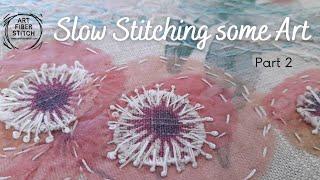 Slow stitch tutorial on how to compose and complete an embroidered piece of textile art from a print