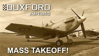 SPITFIRES HURRICANES & more SPECTACULAR SOUND. Mass takeoff & flyby at Duxford