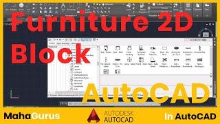 How to Insert Furniture Block in Autocad- Furniture 2D Block in Autocad Tutorial