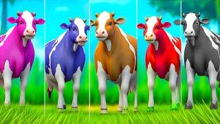 5 Color Cows Paint & Animals - Fountain Crossing Transformation Animal Cartoon Game