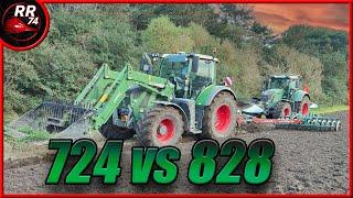 Double ploug double fendt 724 and 828 the hard time farming in the summer  #farming