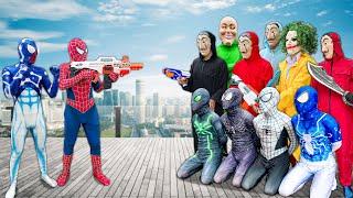 SUPERHEROs Story  Hey Red Hero... Rescue ALL Spider-Man From JOKER  New Character Live Action 