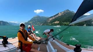 360 Grad Video richtig halsen bei 20Kn Wind - SAPHIRE Segelschule am Vierwaldstättersee