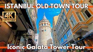 Istanbul Galata Tower Walking tour Historic Landmarks & Stunning Views in 4k