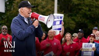 Watch Biden Joins Striking UAW Workers on Picket Line  WSJ News