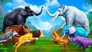 Good vs Bad - Black Mammoth vs White Mammoth  Epic Animal Fights  Animal Kingdom Revolt Cartoons