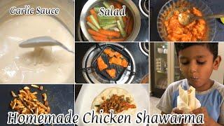 3 in 1 Homemade Shawarma Recipe  Garlic Sauce Toum Recipe  Shawarma Salad  Chicken Shawarma