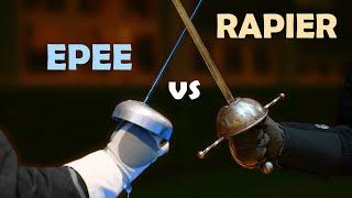 Italian Rapier vs Sports Epee  HEMA vs Sport fencing  Weapon Confrontations - part 1