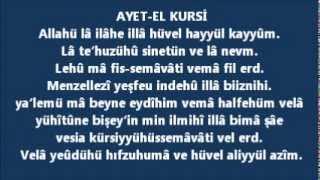 AYETEL KURSI ezberlemek isteyenler için