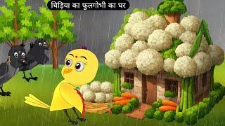 चिड़िया का फूलगोभी का घर  Rano Chidiya Wala Cartoon  Tuntuni Cartoon  Kalu Kawwa  Gori Kawwi