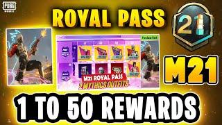 M21 ROYAL PASS 50 RP REWARDS  FIRST LOOK  MONTH 21 ROYAL PASS PUBGM