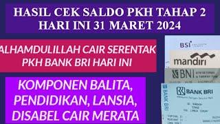 Alhamdulillah Cair Cair Pkh bank BRI komponen balita pendidikan lansia hari ini 31 maret 2024