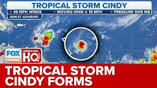 Tropical Storm Cindy Forms Gradually Strengthening As It Spins In The Atlantic